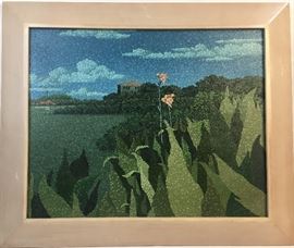 Pointillism landscape oil on board by Filipino master Loy "Belagio" Laurente