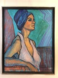 Expressionist acrylic on canvas portrait by Berta