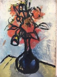 Expressionist Still Life Bouquet Oil on Canvas