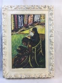 F. Ackard Mid-Century Oil on Paper Painting