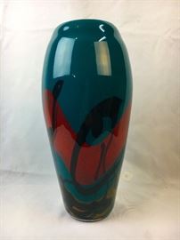 Large Studio Glass Vase Signed