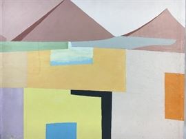 Albert Korac Memphis Milano Oil on Panel Painting