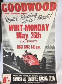 Original 1950 Goodwood Whit-Monday British Racing Poster
