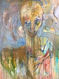 Oil on canvas panel Surrealism portrait by Mollyne Karnofsky