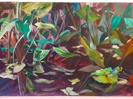 Expressionist Garden Painting on Canvas