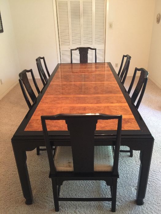 Chin Hua dining table and six chairs 