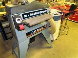 Drum sander, with 18" wide belt