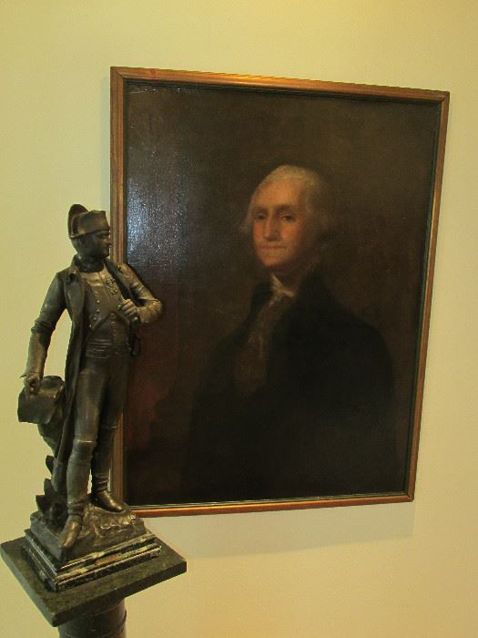 Napolean bronze and George Washington painting