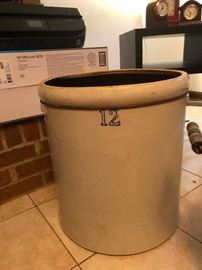 Large White Hall Stoneware S.P&S 12 gallon crock