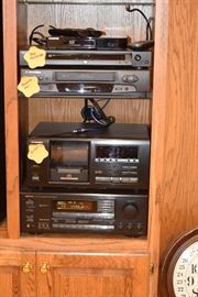 Sony DVD player, Mitsubishi VHS Player, Pioneer Stereo System
