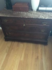 Marble topped chest, antique (mirror not shown, but is available.)
