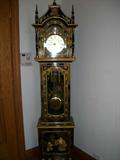 Asian inspired inlaid grandfather clock in black ebony