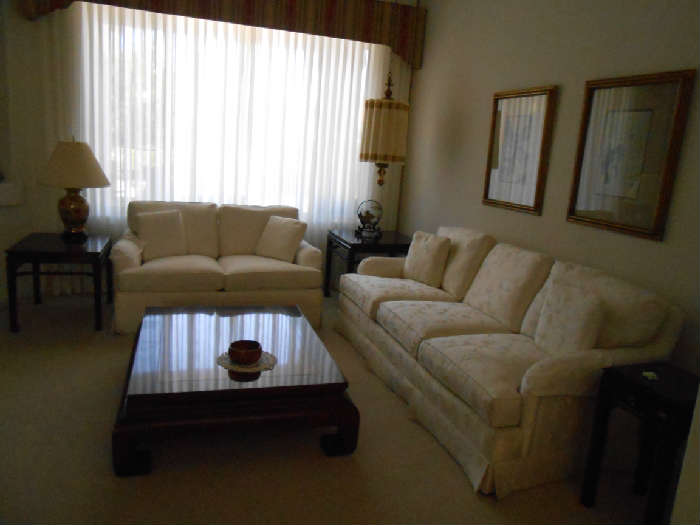 Set of white couch/love seat combination