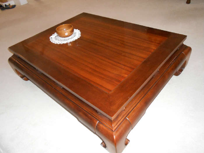 Asian inspired low coffee table - gorgeous wood