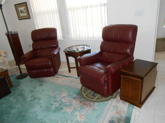 Two small leather recliners