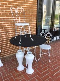 ice cream parlor chairs, table