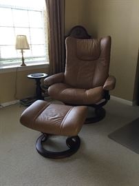 Ekornes "Stressless" Leather chair, taupe color, made in Norway
