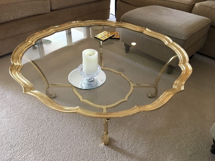 Brass and glass coffee table, excellent condition