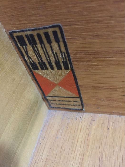 Knoll tag from interior of dresser