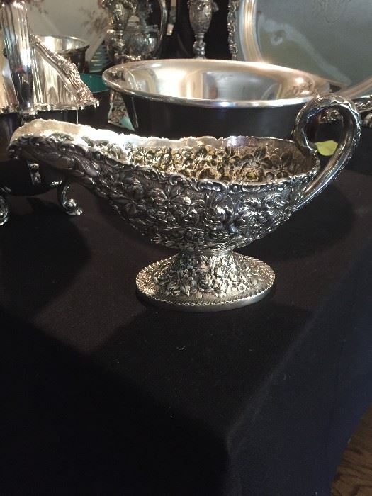Repousse Sterling Silver Gravy Boat