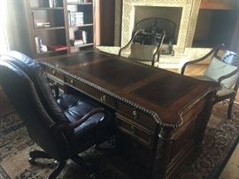 HANCOCK & MORE LEATHER CHAIR AND HEKMAN EXECUTIVE DESK