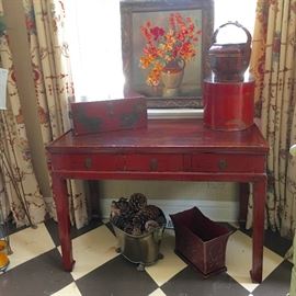 Lot#39 Chinese red lacquer desk/table 650.00