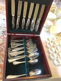 Lot#34 Christofle "Beauharnais" stainless flatware service for 8 (missing one teaspoon) 450.00