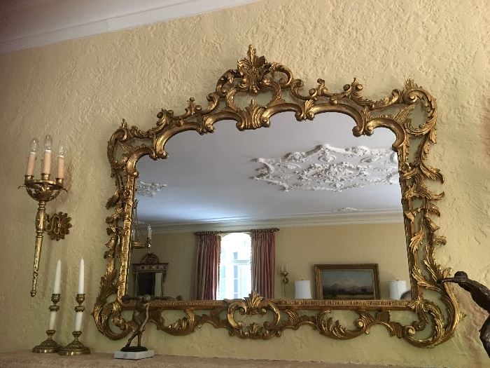 Lot#43 Beautiful large gilt mantle mirror 750.00 (originally 2500.00)
