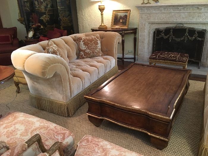 Lot# 35 Lee Joffa tufted sofa together with Lot# 13 Niemann Weeks coffee table