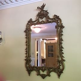 Lot#45 large gilt mirror with bird crest 395.00