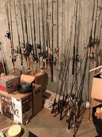 Lots of Rods and Reels,  New Chandeliers in Box