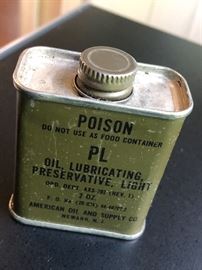 WW II machine gun oil