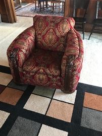 1930’s sofa and chair in a beautiful red brocade.
