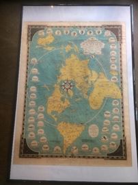 Rare Vintage signed Map Poster