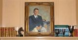 Bobby Jones memorabilia, Reproduction painting. Trophy's from the 1920's belonging to Bobby Jones friend and neighbor