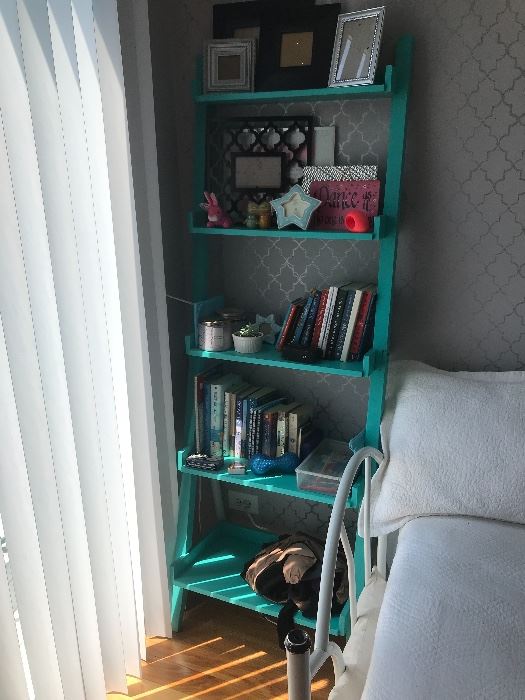 Teal green ladder and decor