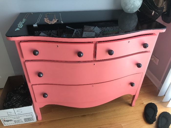 Adorable pink dresser with black top!