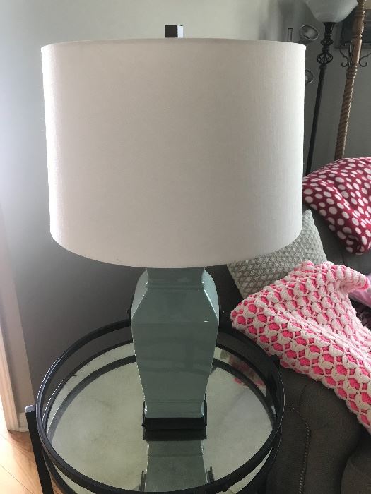 Muted teal green lamp