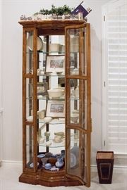 Bow Front Vitrine (74"h x 32"w x 14"d) 5 shelves:  $450.00  Amazing Collection Of Wedgwood Yellow Jasper Ware and Wedgwood Blue Jasper Ware:  $3.00-$60.00