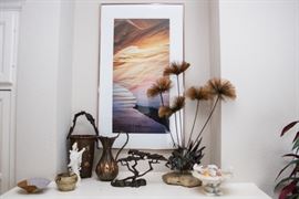 Sand Dunes Photo: (IJoy photographer):  $120.00  Metal Floral Sculpture: $120.00  Stoneware Bowls:  $12.00 ea.  Nelle Bronze Cypress Tree Menorah:  $150.00  Alabaster Bird Bath:  $28.00 