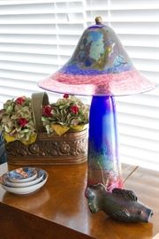 Multi Color Art Glass Lamp:  $180.00