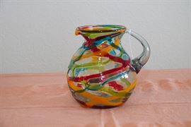 Blown Glass Multi-Color Pitcher.  $40.00