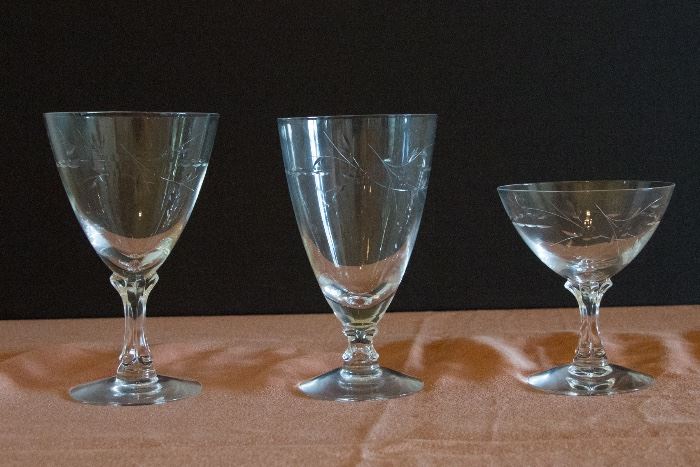 Etched Goblets (9 available)  $9.00 ea.