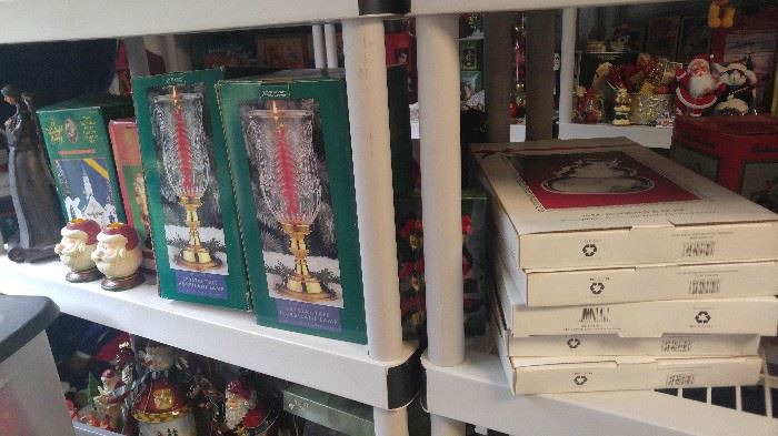 Massive collection of years of Christmas decorations most new in boxes and with tags