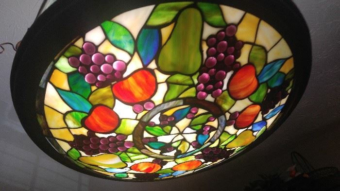 Stained glass fruit light fixture