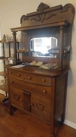 Antique Tiger oak buffet with mirror