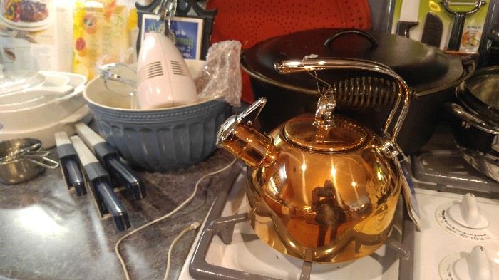 Solid copper tea kettle