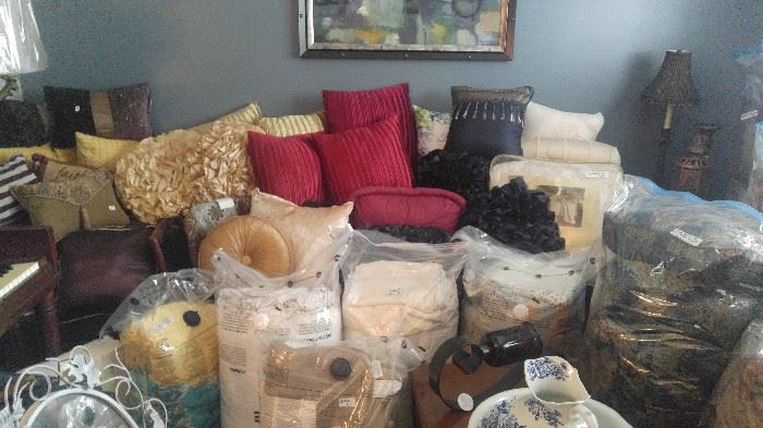 We have one room overloaded with brand new comforters pillows sheets pillowcases and more...90% new in packages