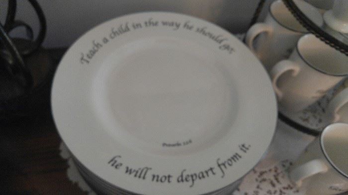 Feed on the Word Scripture dishes, Bible Verse Plates, and Bible Verse Place Settings. Different verse on each piece 