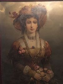 Huge 18th century Master oil painting of noble woman